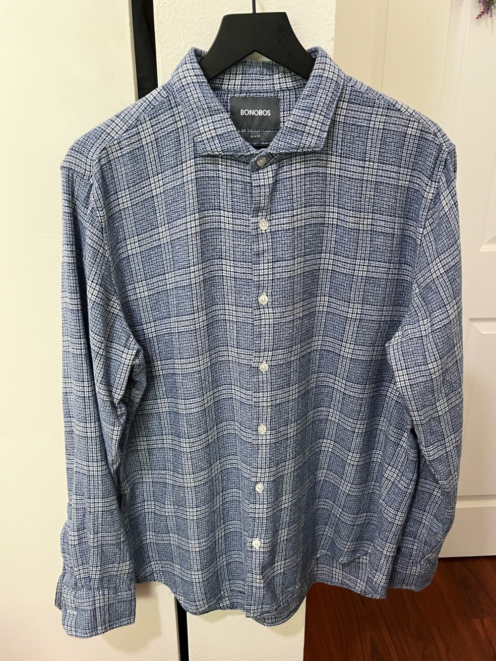 Bonobos Blue Plaid Long-Sleeve Button-Down Shirt